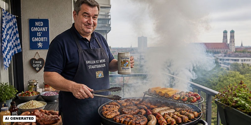 Bayer der auf dem Balkon grillt (Bild: Magnific AI)
