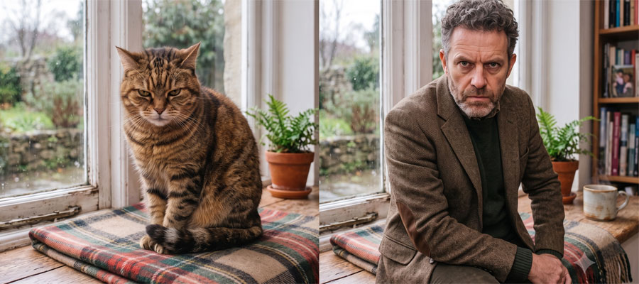 Katze-Mensch-Vergleich (Bild: Google Gemini)