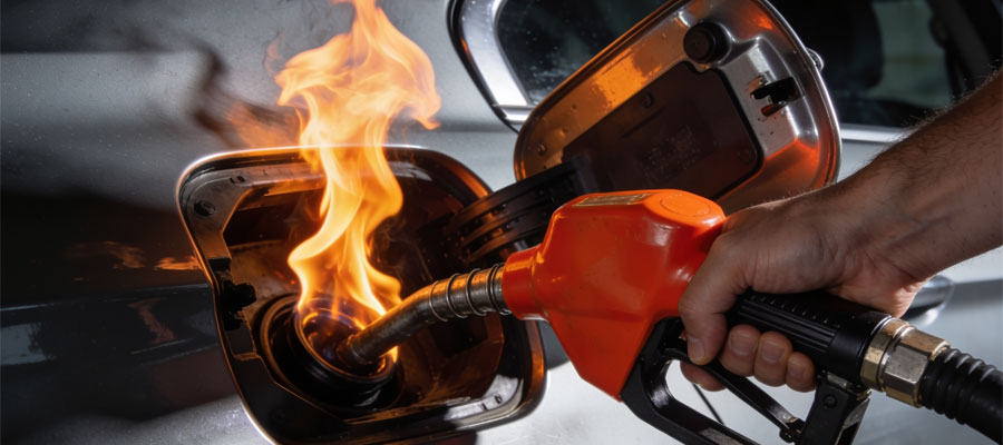 Feuer beim Tanken (Bild: Magnific AI)