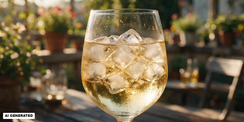 Eiswürfel in einem Weinglas (Bild: Magnific AI)