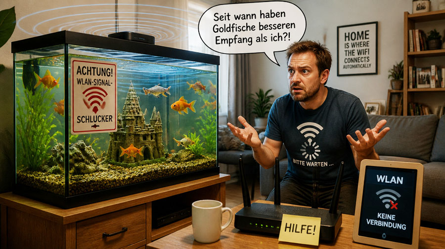 Funbild: WLAN-Schlucker Aquarium (Bild: Google Gemini)