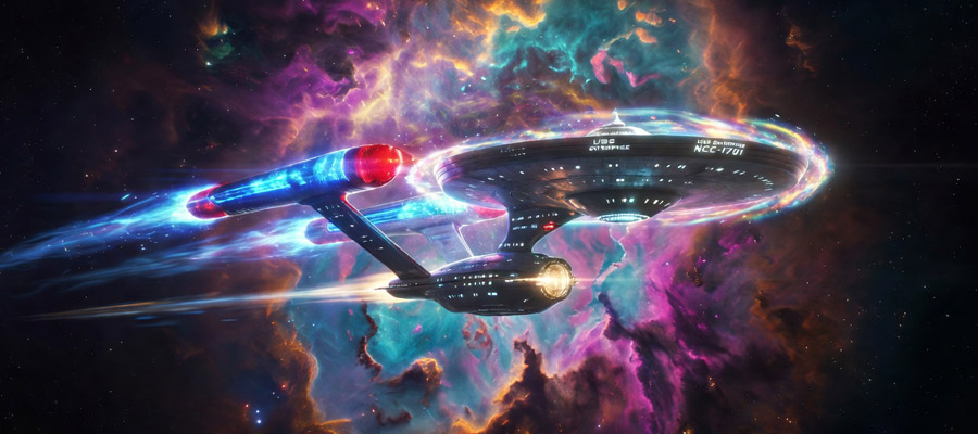 Enterprise-artiges Raumschiff (Bild: Magnific AI)