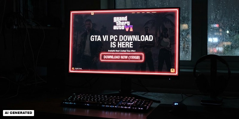 Website mit GTA6 Download (Bild: Magnific AI)