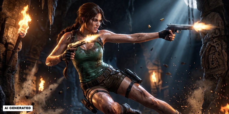 Lara in Action (Bild: Square Enix / Magnific AI)