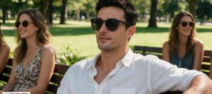 Kurios oder sinnvoll? Suchmaschine bietet "Anti-Perversling-Brille" an Sonnebrille im Park (Bild: Magnific AI)